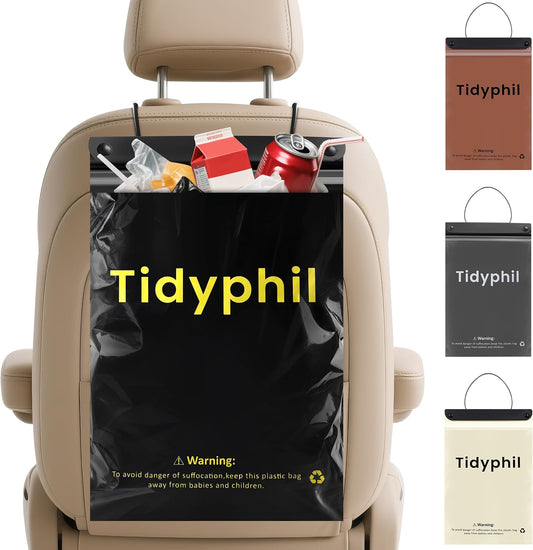 50 PCS Disposable Car Trash Bags Hanging, Leak-proof, Odor Seal. 2 Gallon Car Garbage Bags, Big Capacity. Independent of Car Trash Can, Easy Stick-On Car trash Bin for Car, SUV, Truck, Stroller. Black
