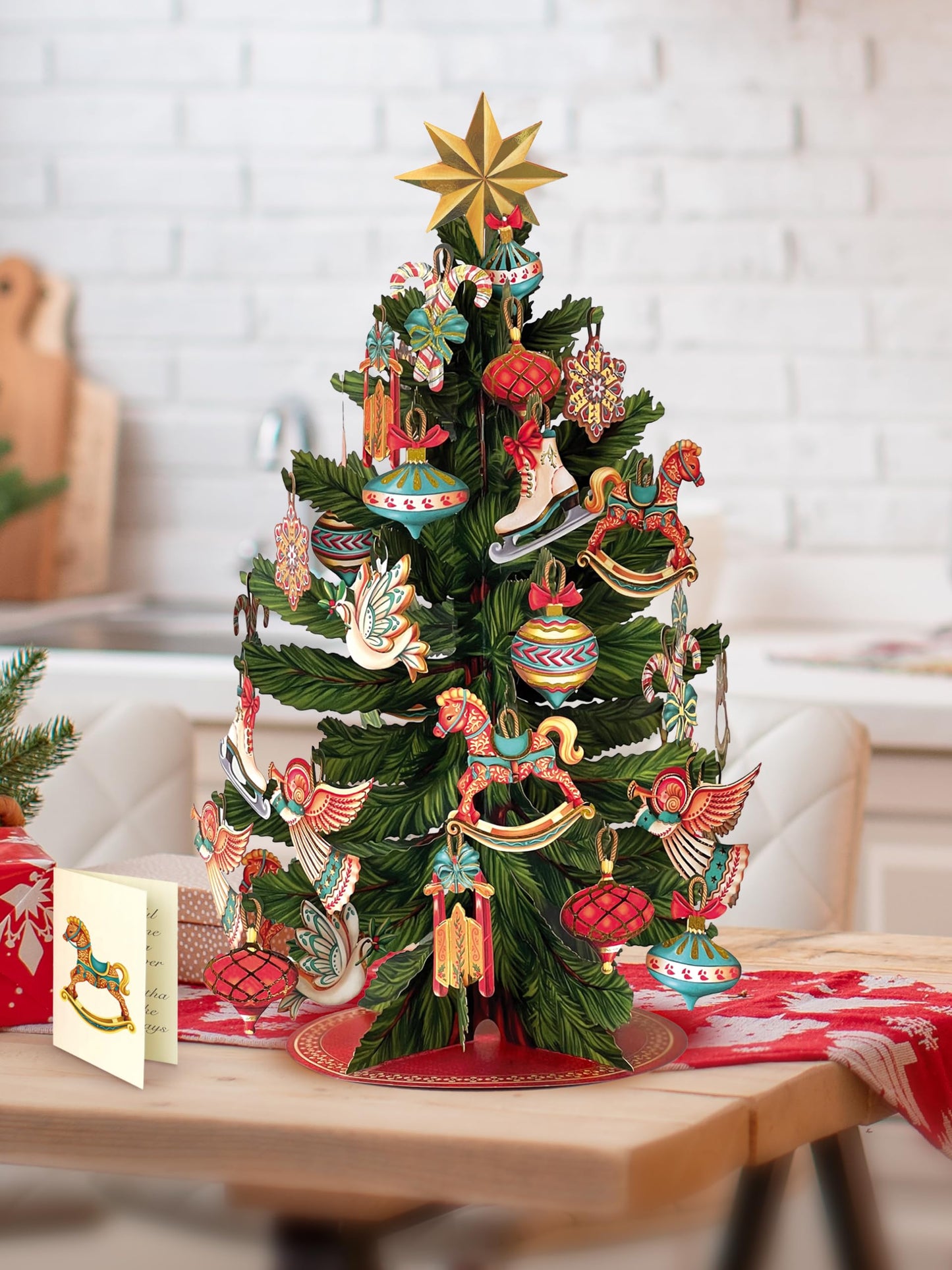 Freshcut Paper Pop Up Cards, Christmas Tree, 15 Inch Life Sized 3D Popup Greeting Card, Christmas Cards, Holiday Card, Thank You Gifts, Blank Notecard & Envelope