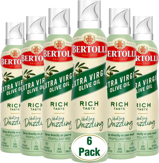 Bertolli Extra Virgin Olive Oil Spray, Rich Taste, Non-Aerosol, Contains Polyphenols, 4.9 fl oz, Pack of 6