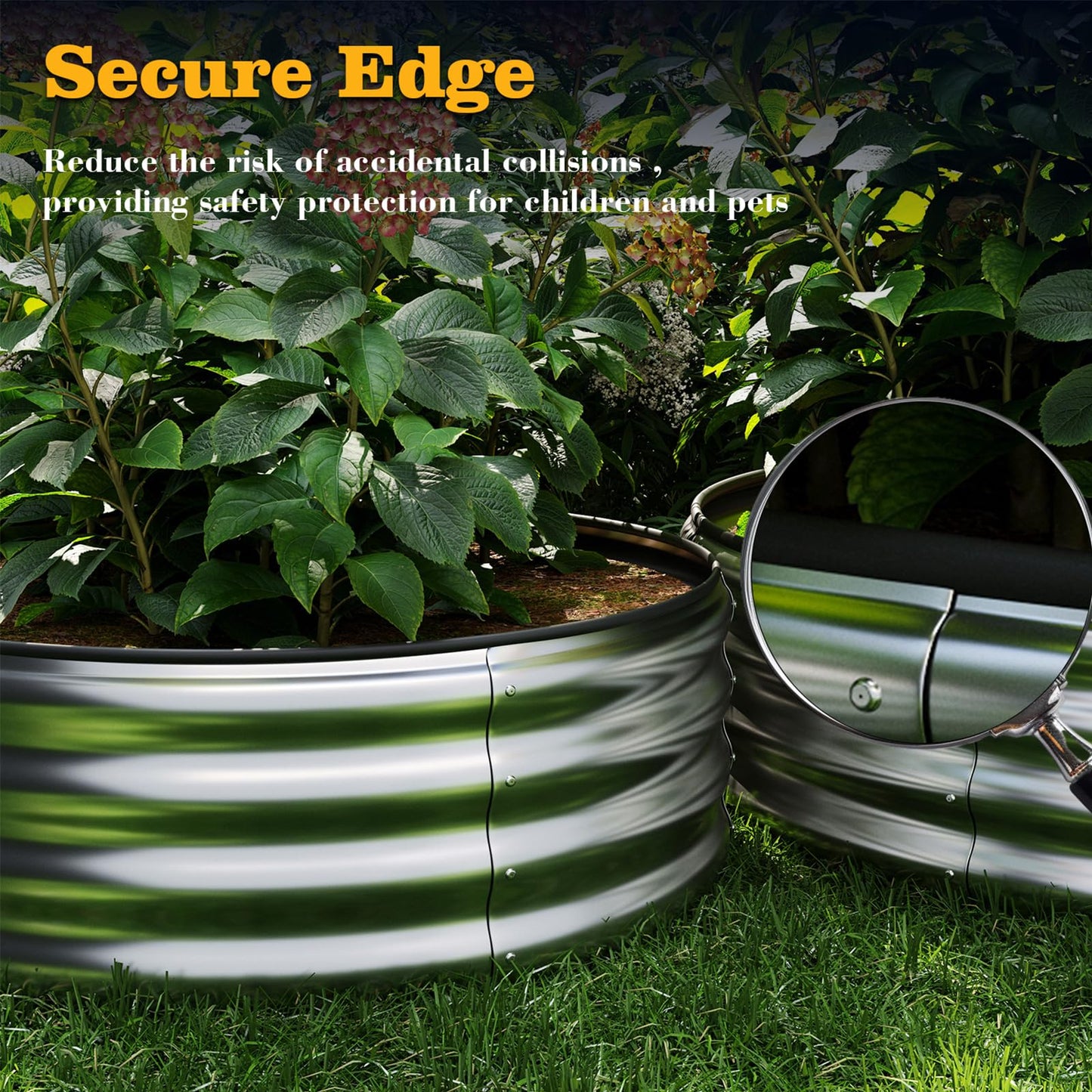 ZFHgarden Galvanized Metal Planter Round Raised Garden Bed Kit for Gardening Outdoor，2x2x1ft Grow Garden Box Raised Flower Bed，Round Galvanized Planter Outdoor Metal Fire Pit Ring Green