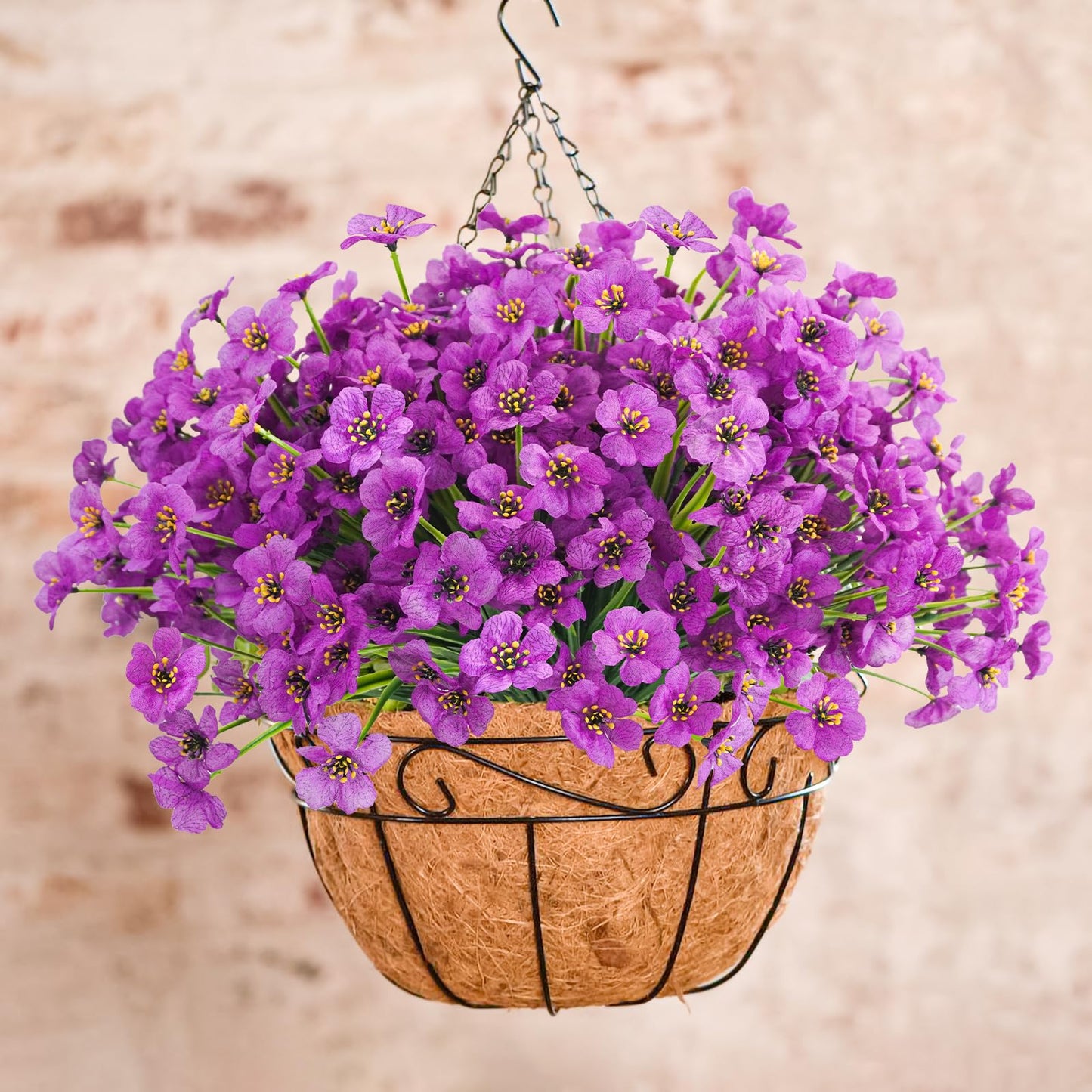 Uieke 16PCS Artificial Flowers for Outdoors UV Resistant Fake Flowers for Outside Indoor Home Porch Window Box Spring Summer Décor (Purple)
