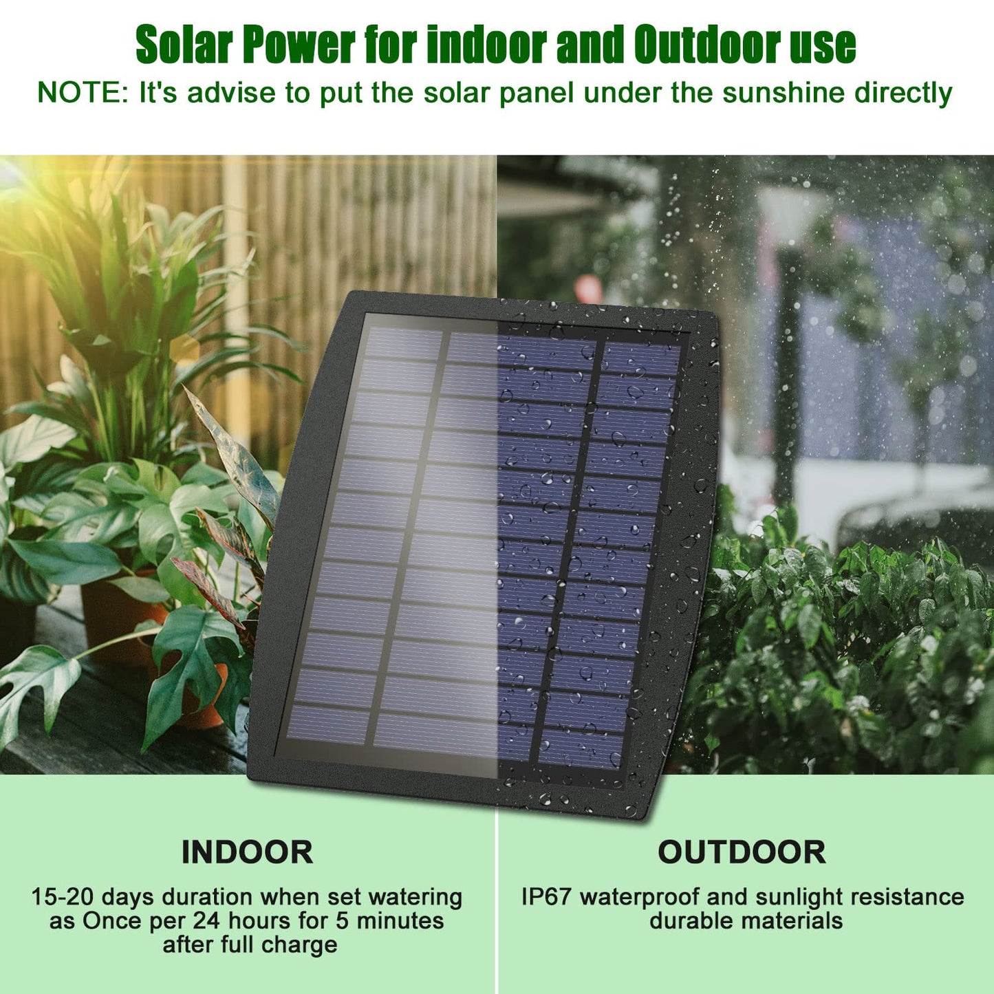 Solar Automatic Drip Irrigation Kit System, JIYANG Solar Powered Auto Easy DIY Watering Device Supported Pots Plants, 12 Timing Modes with Anti-Siphoning Device (Supported 20-30 Pots, 12Timing Modes)