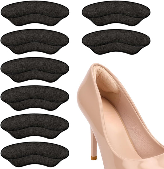 MasterMo Heel Grips Liner Cushions Inserts for Loose Shoes, Heel Pads Snugs for Shoe Too Big Men Women, Filler Improved Shoe Fit and Comfort, Stop Heel Slip and Blister (Black, 4 Pairs)