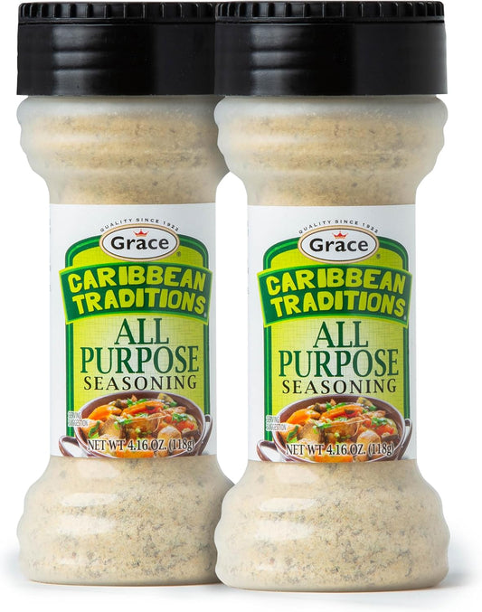 Grace Caribbean Tradition All Purpose Seasoning - 2 Pack - All Spices & Seasonings for Cooking - A Complete Veggie Blend - The Best Jamaican Mediterranean Spices For Cooking With Complete Spice Blend Flavor of The Caribbean