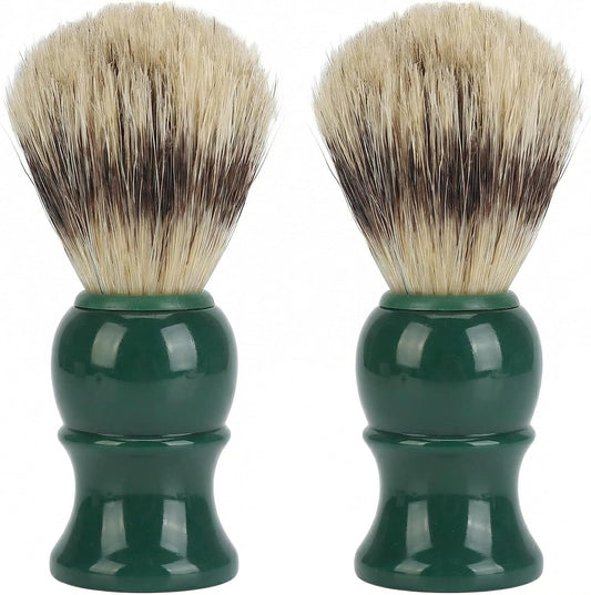 Green Shaving Brushes for Men With Soft Bristles and Resin Handle for Rich Lathering With Soap or Cream in Bowl or Mug for Home Bathroom Travel Kit
