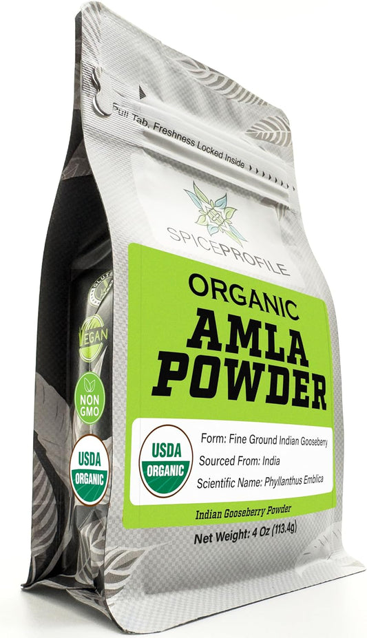 Spice Profile USDA Organic Amla Powder, Lab Tested for Heavy Metals, Resealable 4oz Pouch, Amalaki, Grosella Espinosa India