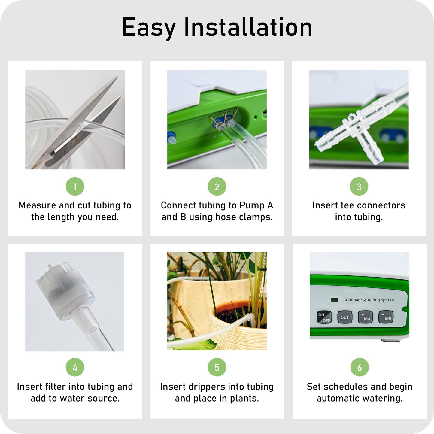 Automatic Watering Drip Irrigation Kit for 20 Plants with Dual Digital Programmable Water Timer, Indoor Automatic Watering System for Houseplants