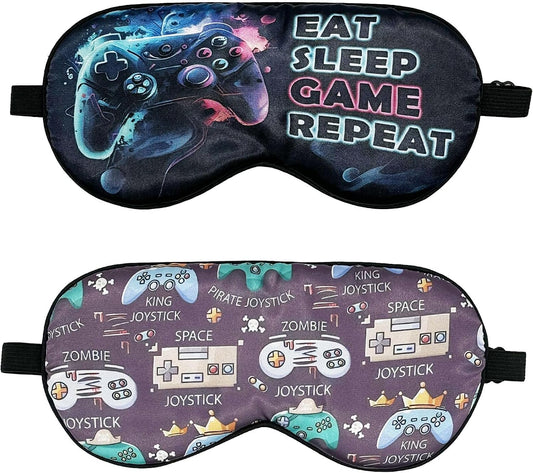 2 Pcs Boys Sleep Eye Mask, Guys Blackout Sleeping Silk Mask for Kids Adult Children's Travel Eye Cover Blindfold for Game