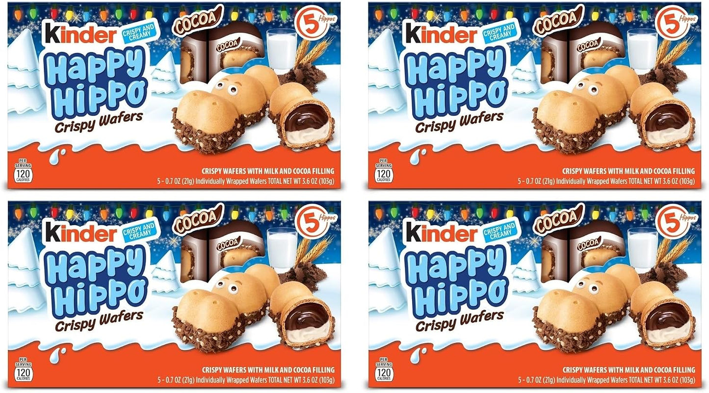 Kinder Happy Hippo Cocoa Biscuits 3.62 oz each (4 Items Per Order)