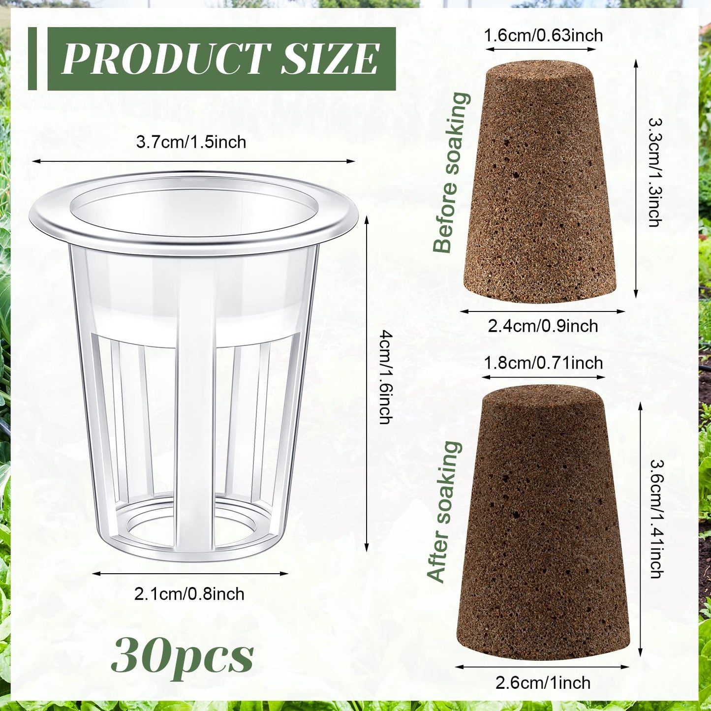 Jutom 60 Pieces Hydroponic Seed Grow Sponges Pod Kit for Indoor and Outdoor Use
