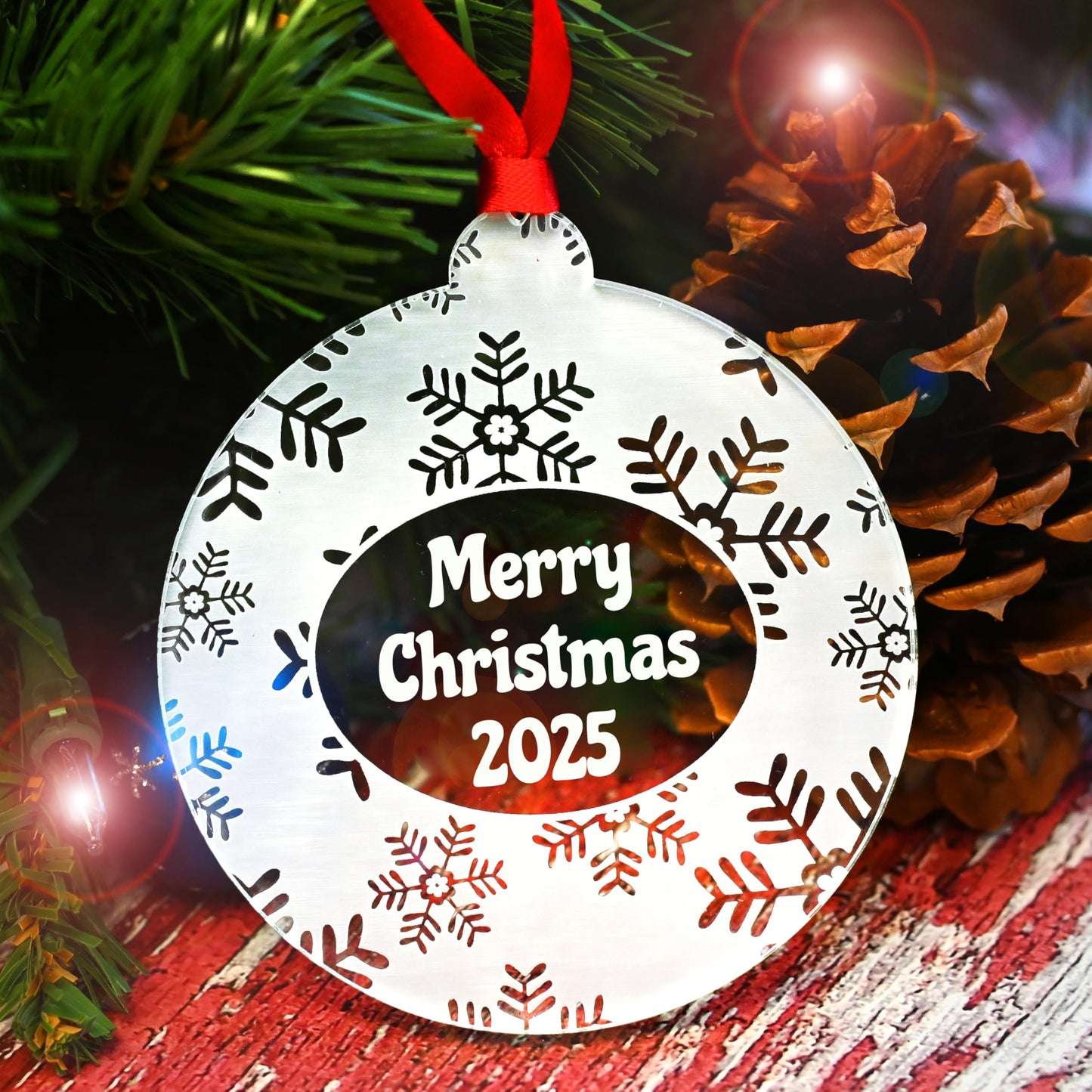 Christmas Ornaments 2025 Crystal Clear Frosted White Bulb Shape Gift Box Incld | Best Gifts for Engagements, Babys First, Couples, and First Home, Non Personalized | Made in USA