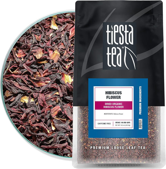 Tiesta Tea - Dried Hibiscus, Loose Leaf, Cut & Sifted Hibiscus Flower, Premium Blend, Non-Caffeinated, Make Hot or Iced & Brews Up to 200 Cups, 16 Ounce Resealable Bulk Pouch