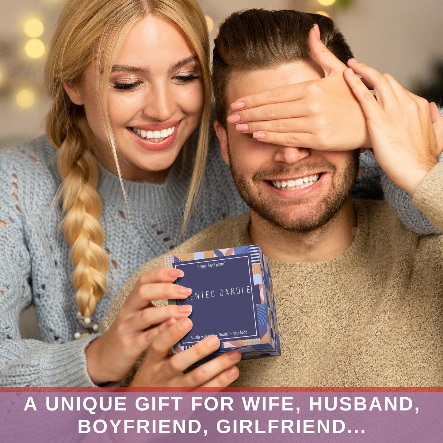 Anniversary Wedding, Birthday Gifts for Her Him - Romantic Gifts for Wife, Girlfriend, Boyfriend, Husband, Couples - Lavender & Vanilla Scented Candle