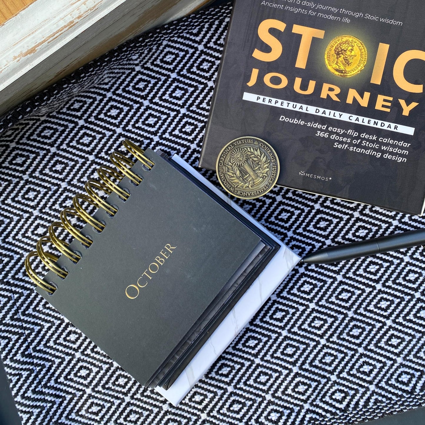 MESMOS 366 Daily Stoic Calendar, Inspirational Gifts for Men, Father's Day Gifts for Dad, Daily Affirmations Office Desk Decor for Men, Motivational Self Care Office Desk Accessories