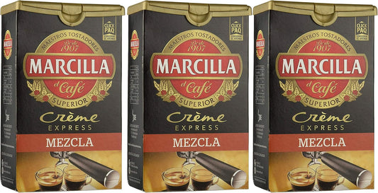 Marcilla Creme Express Mezcla (Mixed) Ground Coffee 250gr. Pack of 3 Units