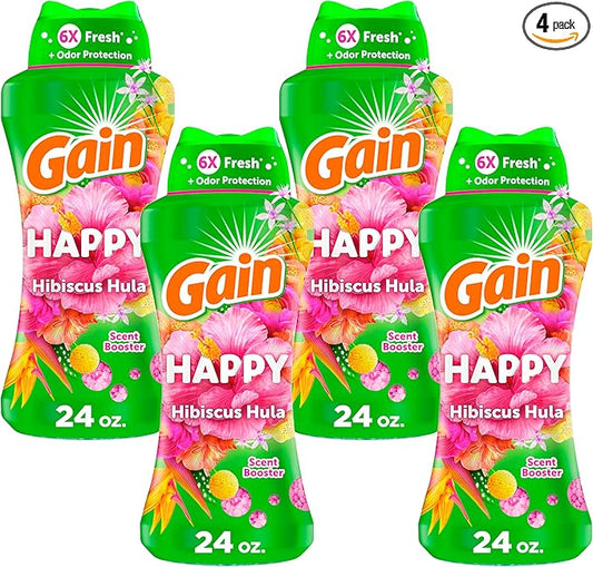 Gain In-Wash Laundry Scent Booster Beads, Happy, 24 oz (Pack of 4)