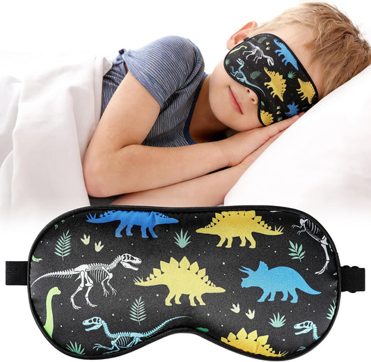 Cute Dinosaur Sleeping Eye Mask - Cool Dinosaur Eyes Mask with Adjustable Strap, Soft Lightweight Cartoon Animal Eye Cover for Night Sleep Travel Airplane Home Sleepover Party Gift Supplies