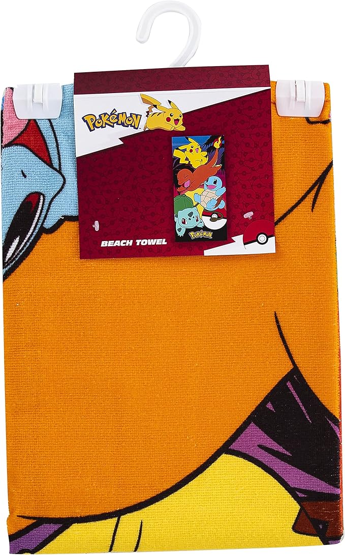 Northwest Pokemon Beach Towel, Pikachu Charmander Squirtle Bulbasaur, Soft and Absorbent 30" x 60", Sunset Pokemon