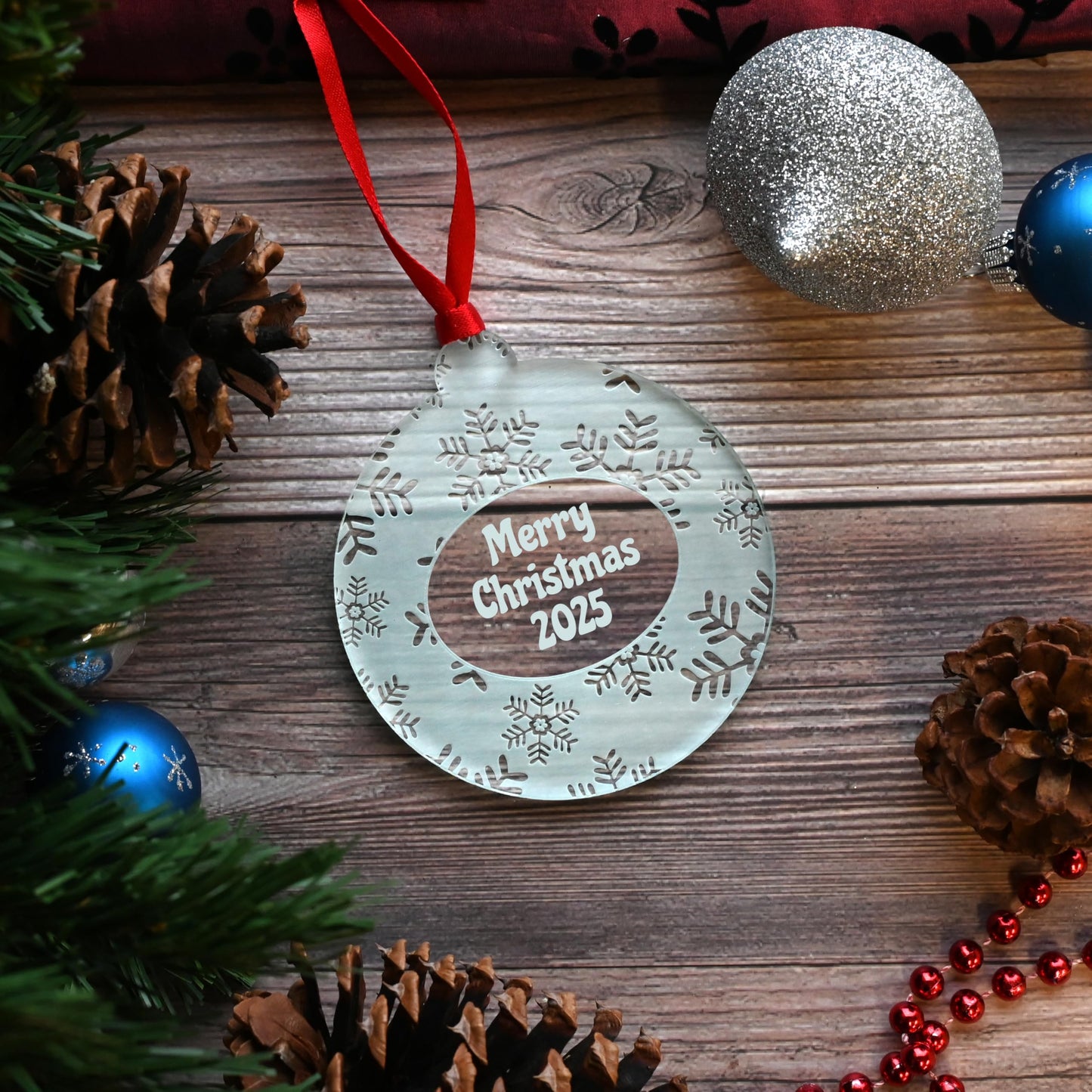 Christmas Ornaments 2025 Crystal Clear Frosted White Bulb Shape Gift Box Incld | Best Gifts for Engagements, Babys First, Couples, and First Home, Non Personalized | Made in USA