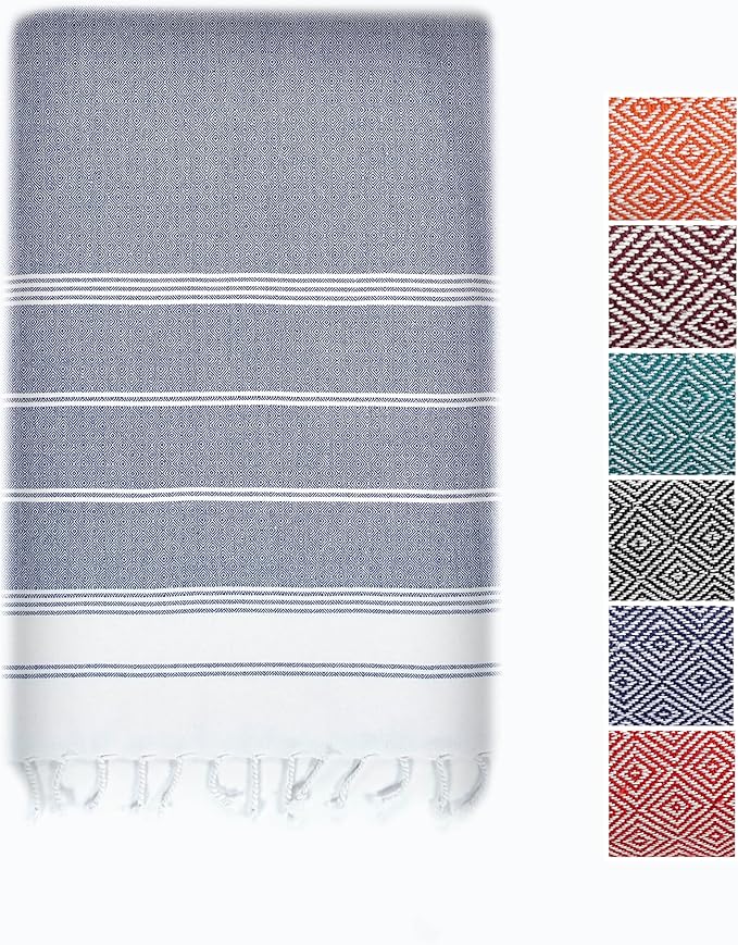 LANE LINEN Turkish Beach Towels, Extra Large Beach Towel, Pre-Washed for Soft Feel, Oversized Sand Free Quick-Dry Pool Towel, Beach Towels for Adults, 39"x71" - Navy Blazer