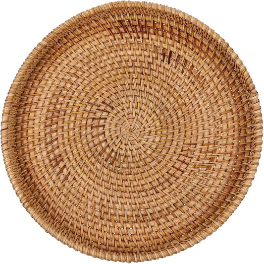 Zerodeko Rattan Charging Basket Serving Tray Fruit Plate Household Storage Tea Cup Accessory Perfect Present