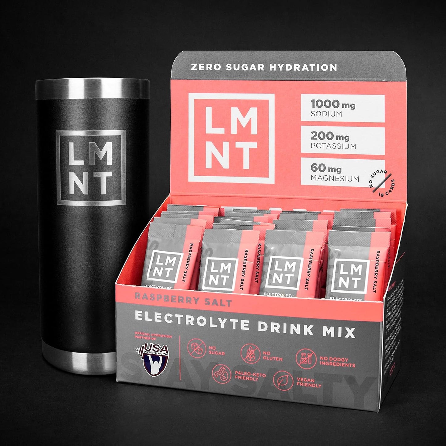 Drink LMNT Zero Sugar Electrolytes - Raspberry Salt | Drink Mix | 30-Count