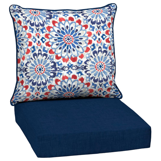 Arden Outdoor Deep Seat Cushion Set, 24 in x 24 in, Weather-Proof, Rain-Proof, Fade Resistant Patio Cushion for Chair, Sofa, and Couch Clark Blue