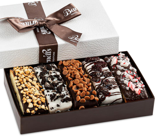 Barnetts Fathers Day 5 Chocolate Biscotti Gift Basket, Gourmet Cookie Baskets Prime Food Gift Delivery for Men, Women, Dad, Father, Grandfather, Grandpa, Husband, Brother, Son, Candy Treats Box