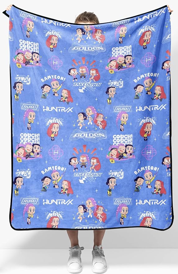 Jay Franco Kids Plush Throw Blanket â Ultra Soft Cozy Plush Fleece for Bed, Couch, Sofa, Home DÃ©cor, Official Licensed Huntrix, Purple - Kpop Demon Hunters, 40x50 - Travel Blanket