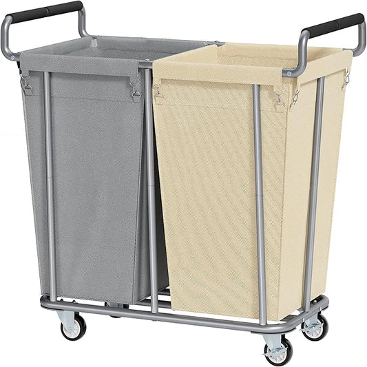 Large laundry hamper with Wheels, 2 Bag 360L Big Rolling Laundry Basket Sorter Cart, Extra Large Laundry Clothes Hamper, Heavy Duty Laundry Basket Organizer for Laundry Room,Bathroom