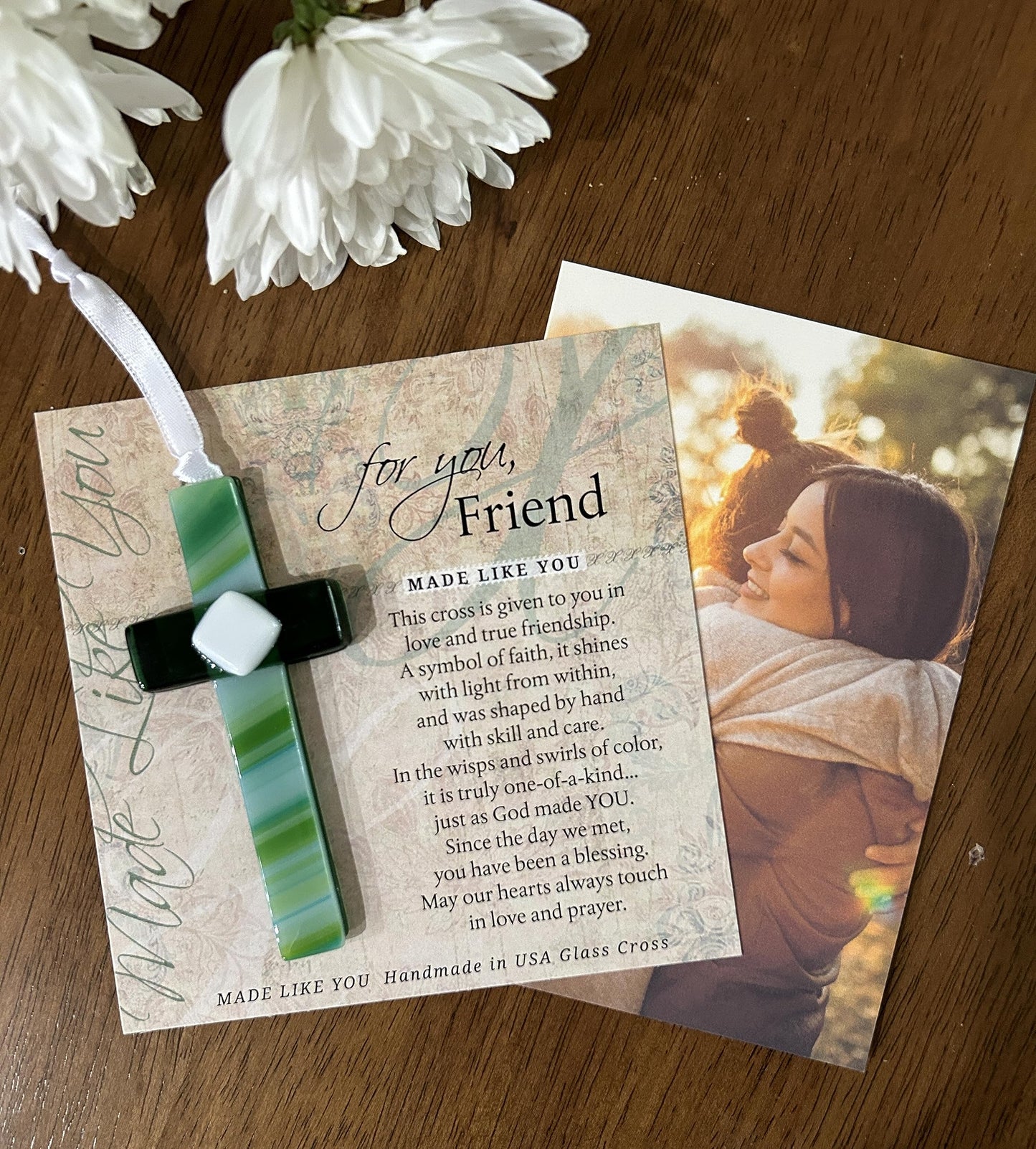 The Grandparent Gift Co. Religious Gift for Friend - Handmade in USA Glass Cross with Sentiment - Your Friendship is A Blessing - Celebrating Friendship - Christian Gift for Friend