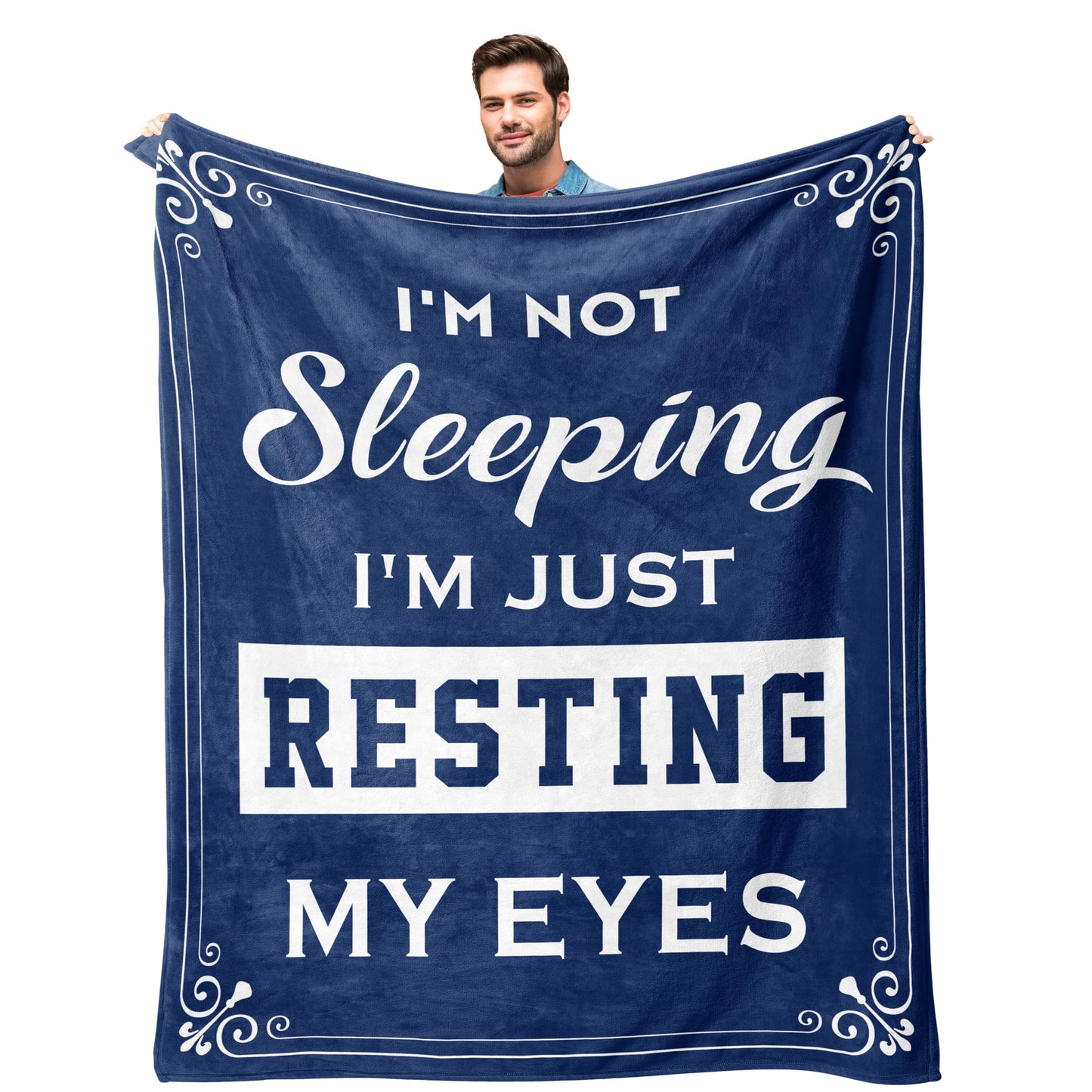 kituzol Birthday Gifts for Men, Dad Gifts for Father's Day, Anniversary Retirement Gifts for Men Grandpa, Dad Husband Blanket, I'm Not Sleeping, I'm Just Resting My Eyes Blanket 50" X60"