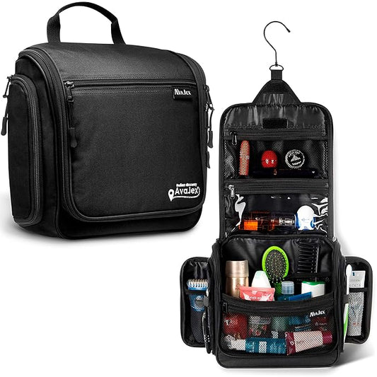 Travel Toiletry Bag for Men and Women - (10.6âx10.6âx3.2â) Large Hanging Toiletry Organizer - Waterproof Hygiene Bag with Metal XXL Swivel Hook, with Sturdy Zippers and 19 Compartments for Toiletries