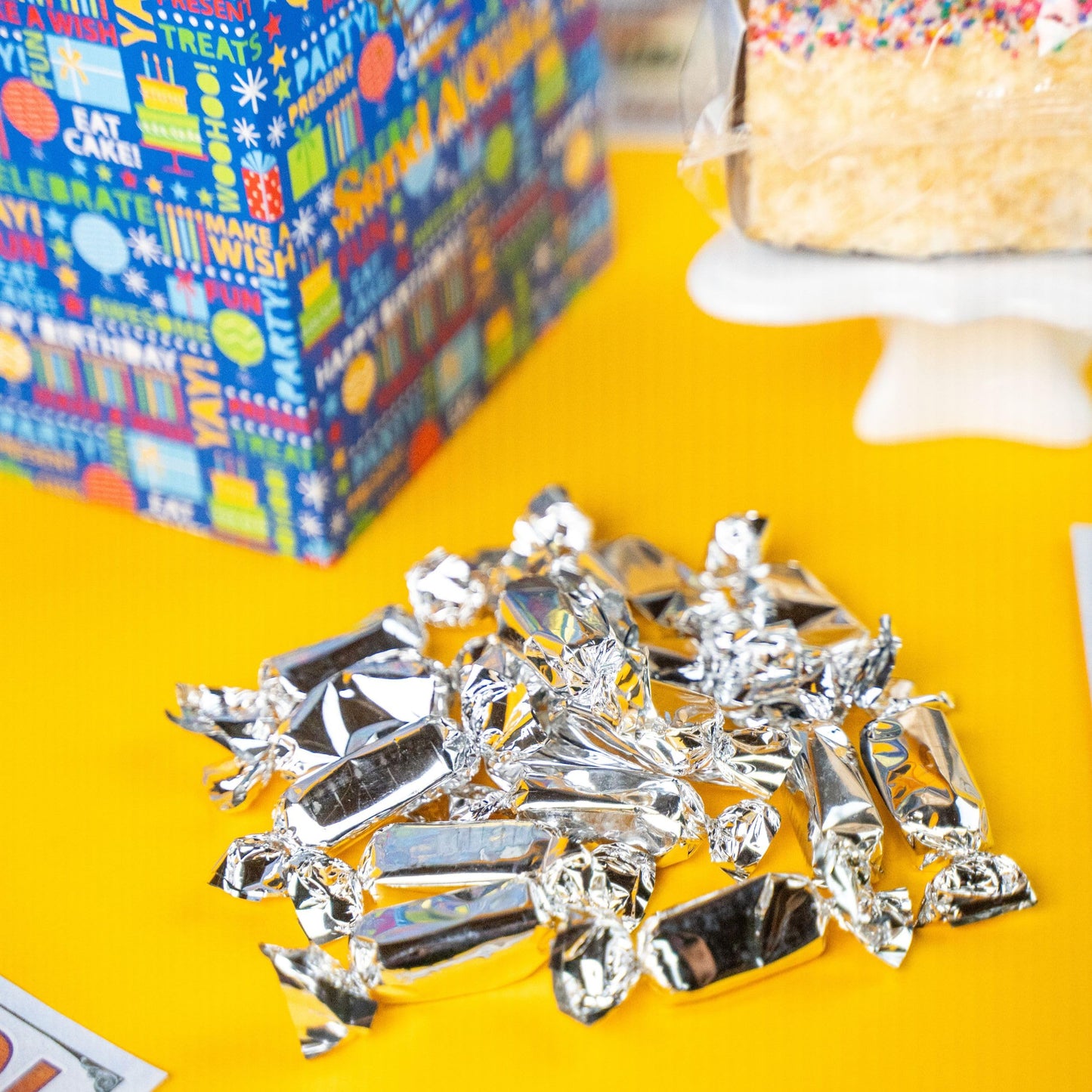 Birthday Billionaire Box by Send A Cake, Ready to Gift, No Assembly Required - with Music, Sweet Caramels & Delicious 3" Rainbow Sprinkle Dots Cake for Delivery - Gift for Women, Men, Sister, Mom, Dad, Best Friend, Adults, Kids