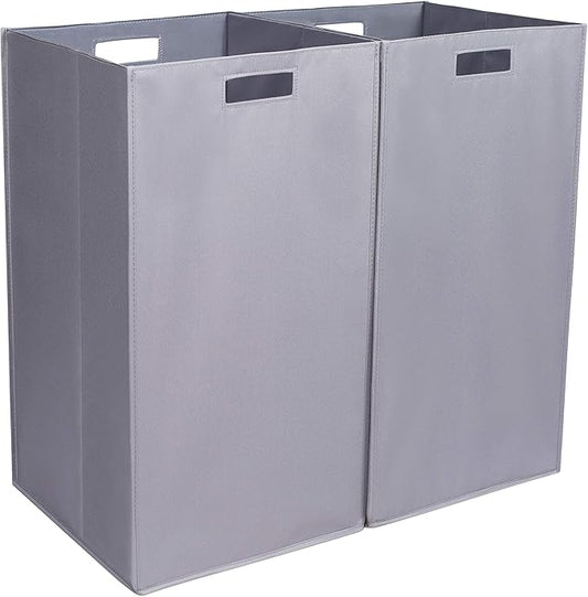 Internet's Best Collapsible Laundry Hamper | Set of 2 | Dirty Clothes Sorter with Handles | Magnetic Side | Easy Storage | Folding | Black