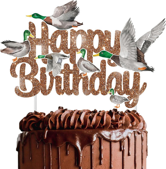 Mallard Duck Cake Topper Mallard Duck Happy Birthday Cake Topper Duck Hunting Birthday Decoration for Duck Theme Birthday Party Supplies