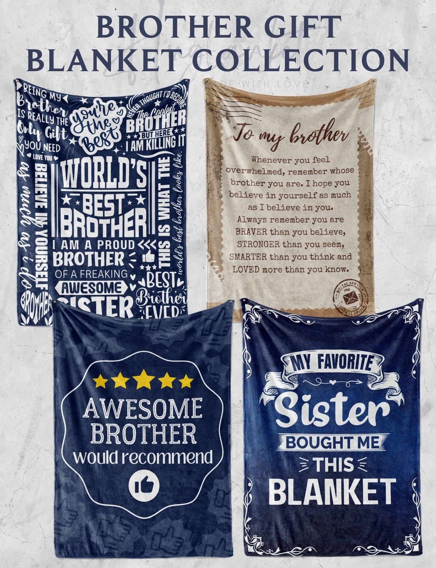 Huglanket Brother Gifts for Adult, Flannel Blanket Throws for Brother, Funny Gifts for Birthday, Christmas (50"x 65") - 5 Stars