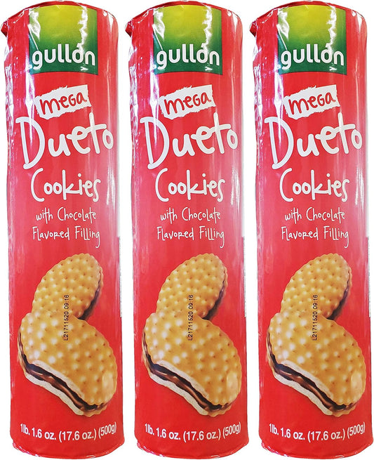 Gullon Dueto Cookies with Chocolate Flavored Filling (3 Pack, Total of 52.8oz)