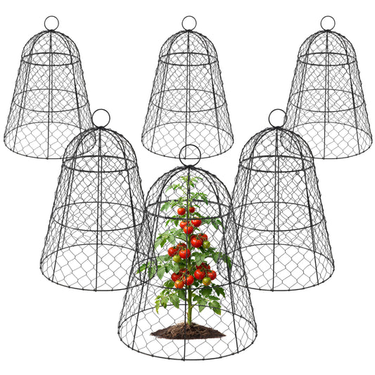 FRUITEAM Metal Plant Covers 6pcs, Heavy Duty Garden Cloche Plant Cage for Outdoor, 13"x15.8"H Rust-Proof Plant Protectors from Animals for Vegetables, Flowers, Seedlings Against Rabbits, Squirrels