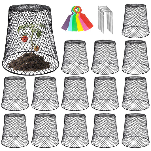 Hlimior 15 Sets of Chicken Wire Cloche Plant Covers Garden Netting, Heavy Duty Chicken Wire Plant Covers Protectors from Animals for Keeping Bunnies Chicken Squirrels Birds Other Out 9.13×9.13 in