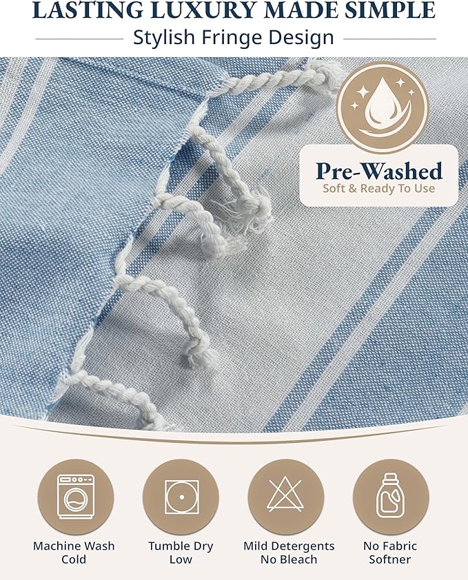 LANE LINEN Beach Towel 4 Pack, Oversized Beach Towels for Adults, Lightweight Travel Beach Towels, Pre-Washed for Soft Hand Feel, Quick Dry Beach Towels, 39"x71" - Sky Blue