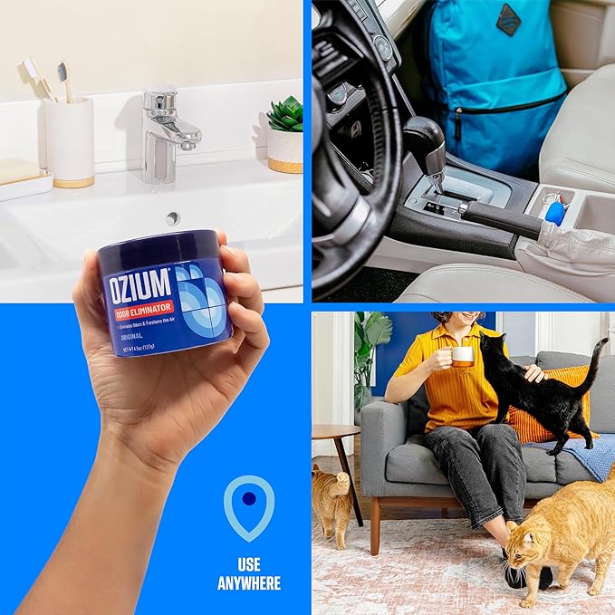 Ozium Odor Eliminating Gel - 4.5oz Air Freshener Alternative for Smoke, Pets, and Musty Odors - Long Lasting Odor Remover for Cars, Homes, Closets and Small Spaces - Country Fresh