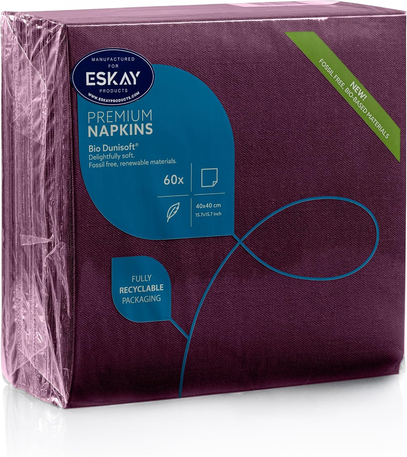 Plum Linen-Feel Dinner Paper Napkins, For Dinners Parties and Catering Supplies, Disposable and Fully Biodegradable Airlaid Napkins, 60 Pack