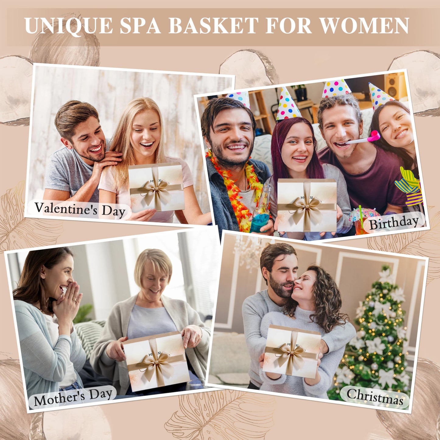 Gifts for Women Bath and Body Gift Basket Set for Women, 12 Piece Set of Coconut Home Spa Set for Self Care, Mothers Day Relaxing Bath Sets Birthday Christmas Gifts for Mom Sister Her Wife