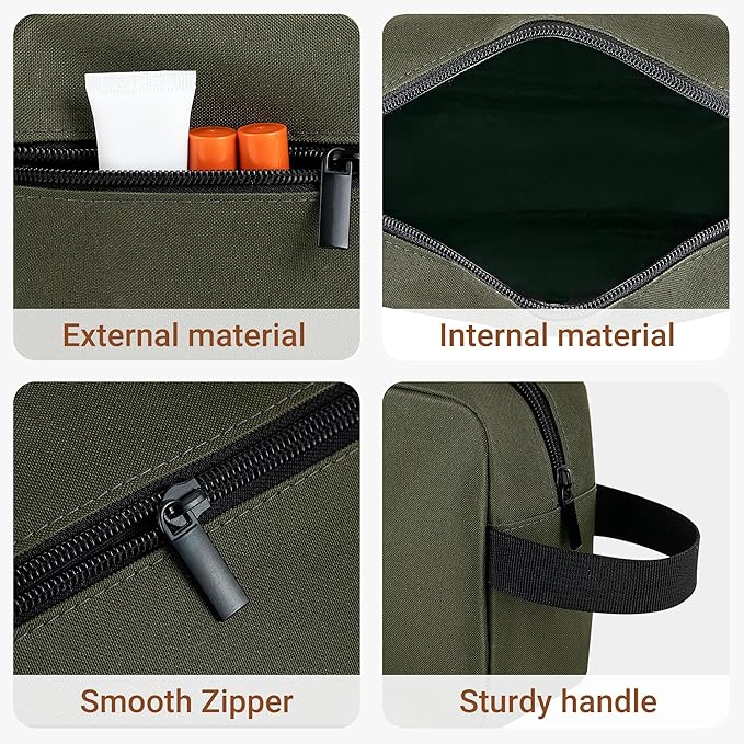 Elviros Travel Toiletry Bag for Women and Men,Lightweight Makeup Bag Hanging Dopp Kit with Shaving Compartment Cosmetic Organizer Small Tool Bag Travel Essentials,Gifts for Men(Army Green)