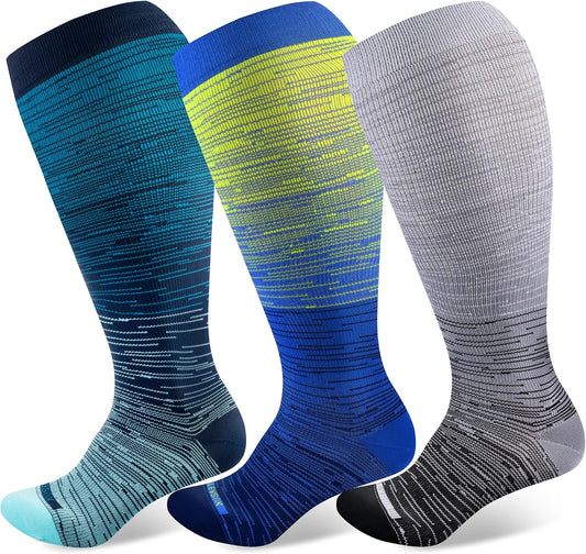 LEVSOX Plus Size Compression Socks Wide Calf Men&Women 20-30 mmhg Knee High Support Socks for Medical, Nurse, Diabetic