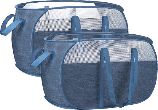 Pop Up Laundry Hamperï¼with Durable Handles collapsible laundry basketï¼Easy to Open and Fold for college Dorm,kids roomï¼travel (2 blue)â¦