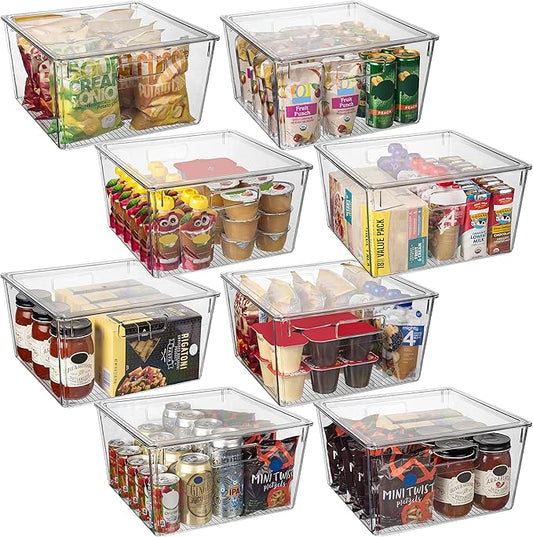 CLEARSPACE Plastic Storage Bins with Lids XL â Perfect Kitchen Organization or Pantry Storage â Fridge Organizer, Pantry Organization and Storage Bins, Cabinet Organizers