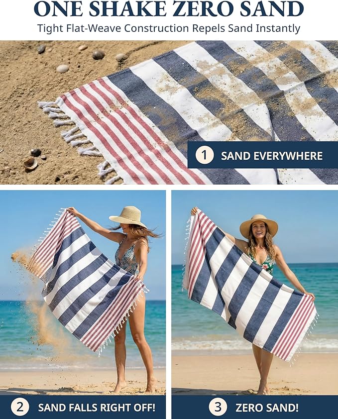 LANE LINEN Oversized Beach Towels 4 Pack - Extra Large, Absorbent & Quick Dry, No Sand, Pool Towels for Adults, 39"x71" - Multi
