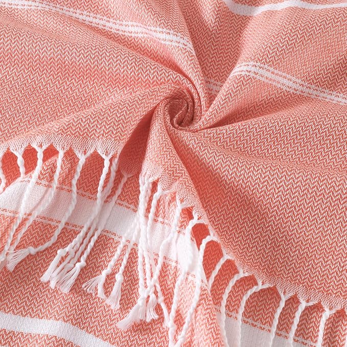Genovega 6 Oversized Cotton Turkish Beach Bath Towel Set Bulk 74"x38" Extra Large Sand Free Quick Dry Swimming Camping Pool Clearance Towels Blanket Essentials Adult Multi Light Green Stripes